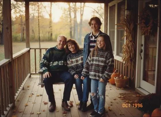 The Edwards family together on the porch